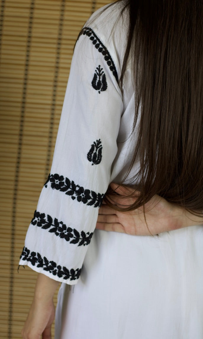 Chikankari Co-ord Set – Black & White