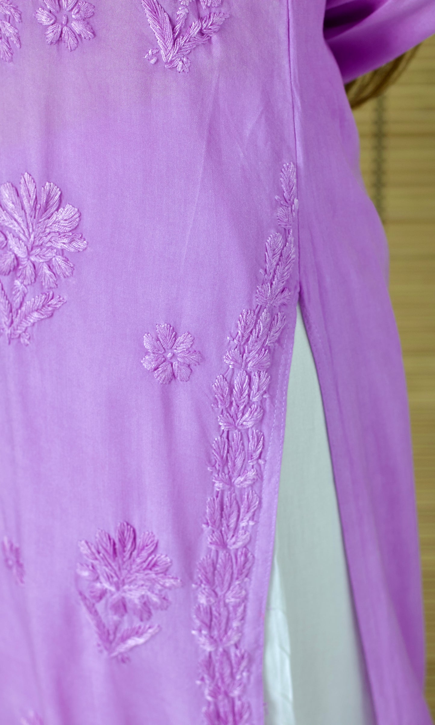 Rayon Chikankari Long Kurta – Lavender