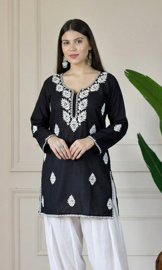 Black Chikankari Short Kurti