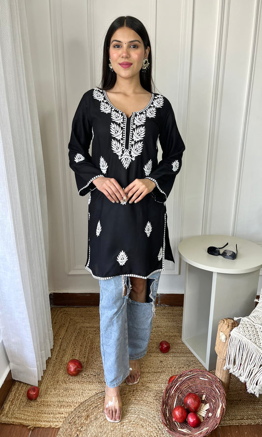 Black Chikankari Short Kurta