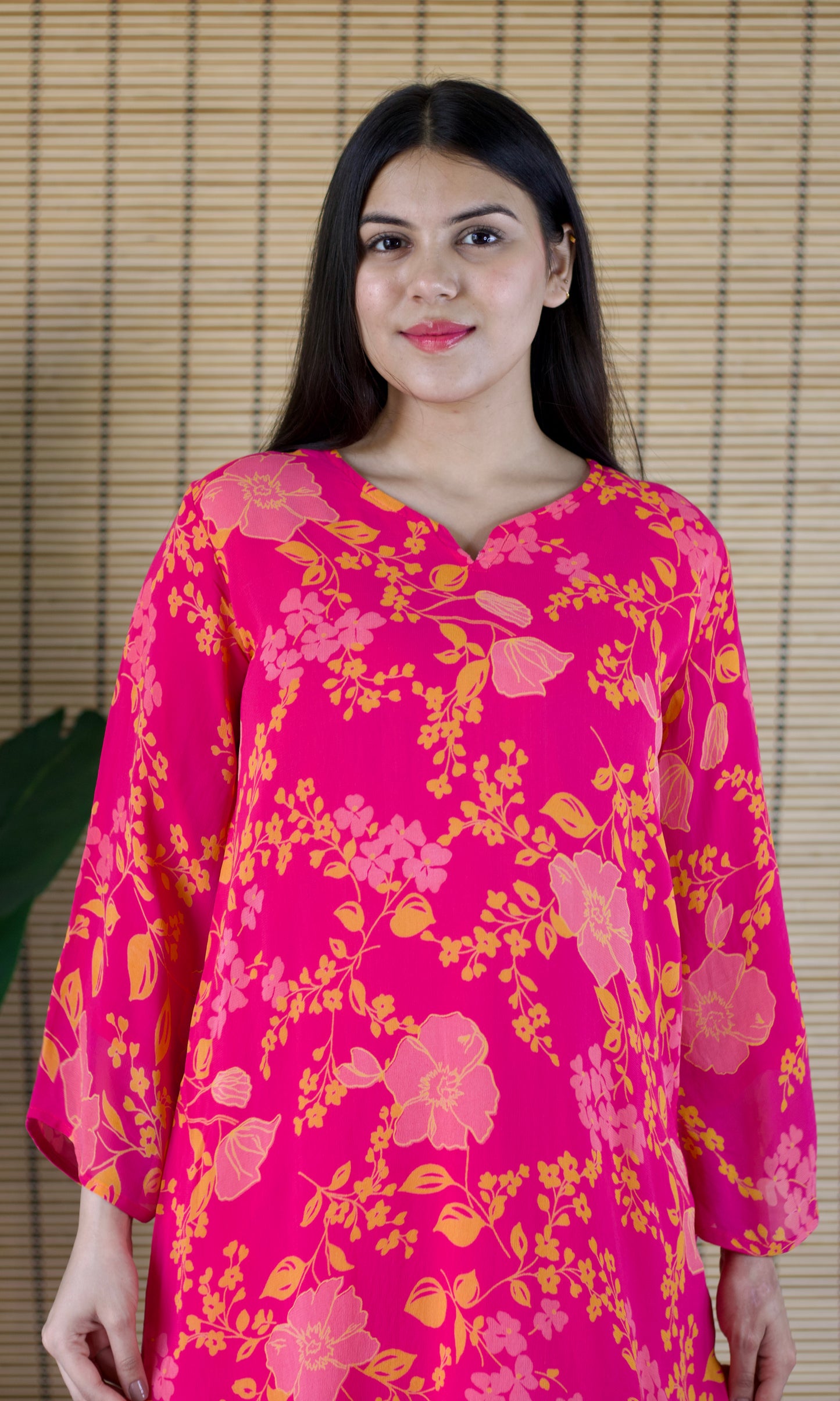 Pink Floral Print Relaxed Fit Co-ord Set with Bell Sleeves