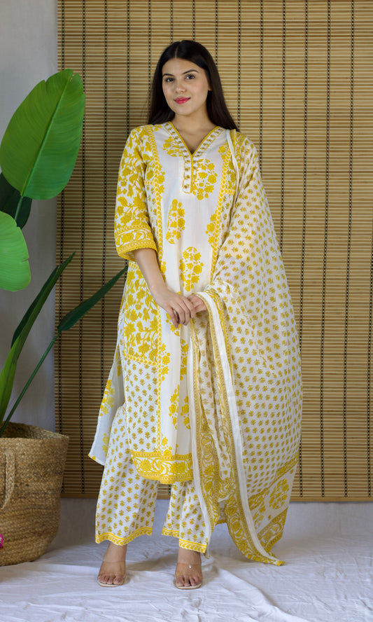 Yellow Bloom Kurta Set