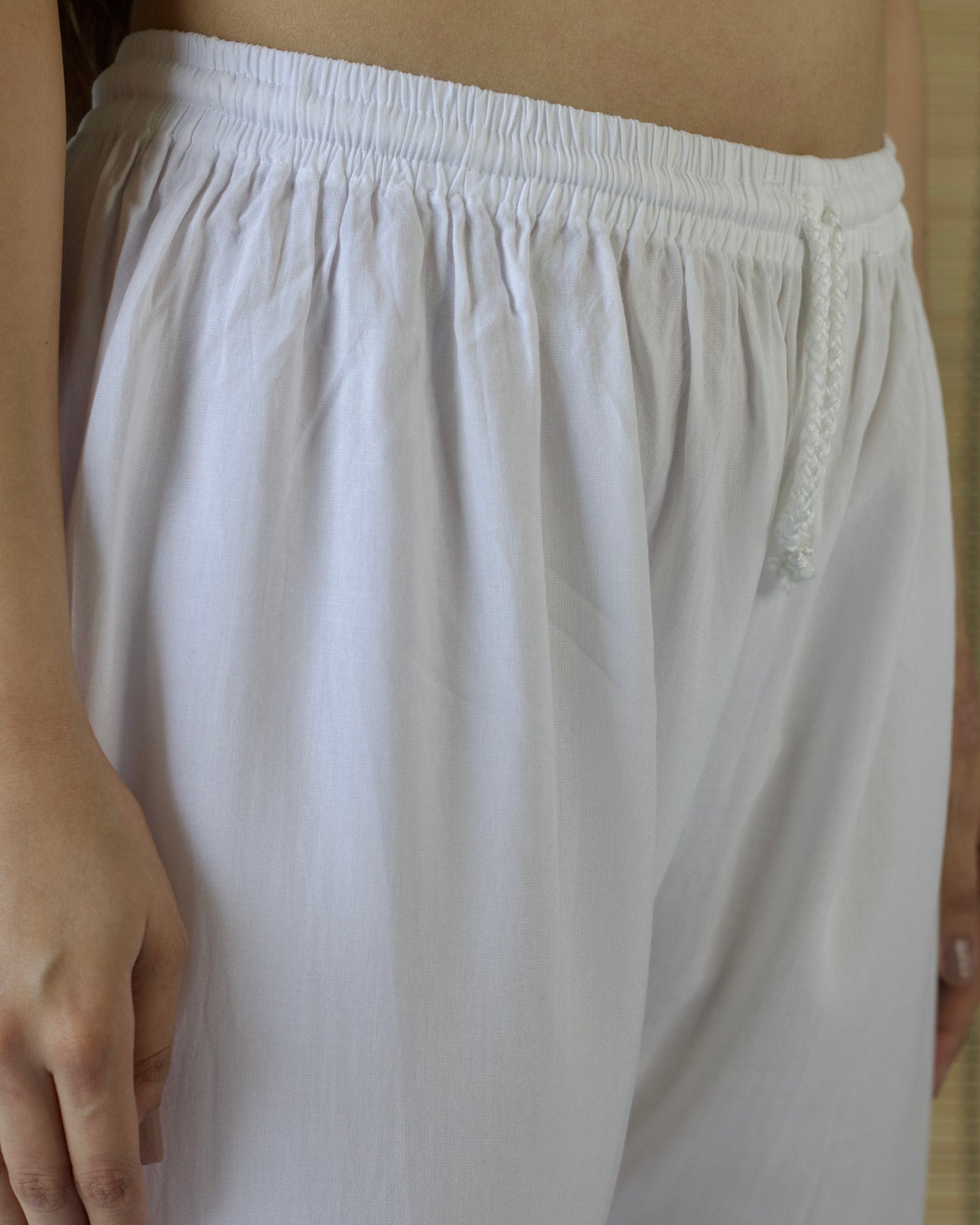 Rayon Chikankari Palazzo – White