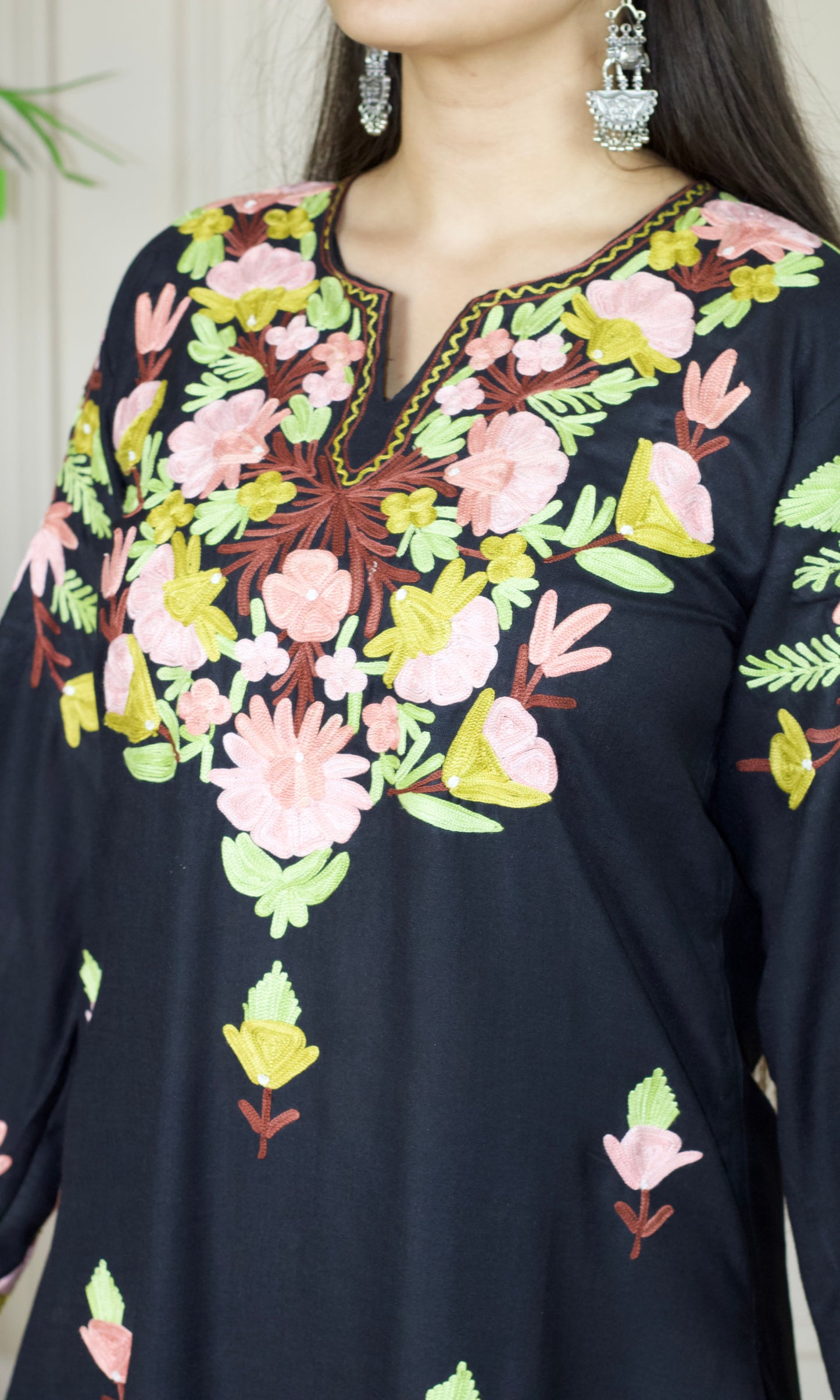 Black Aari Embroidered Cotton Co-ord Set