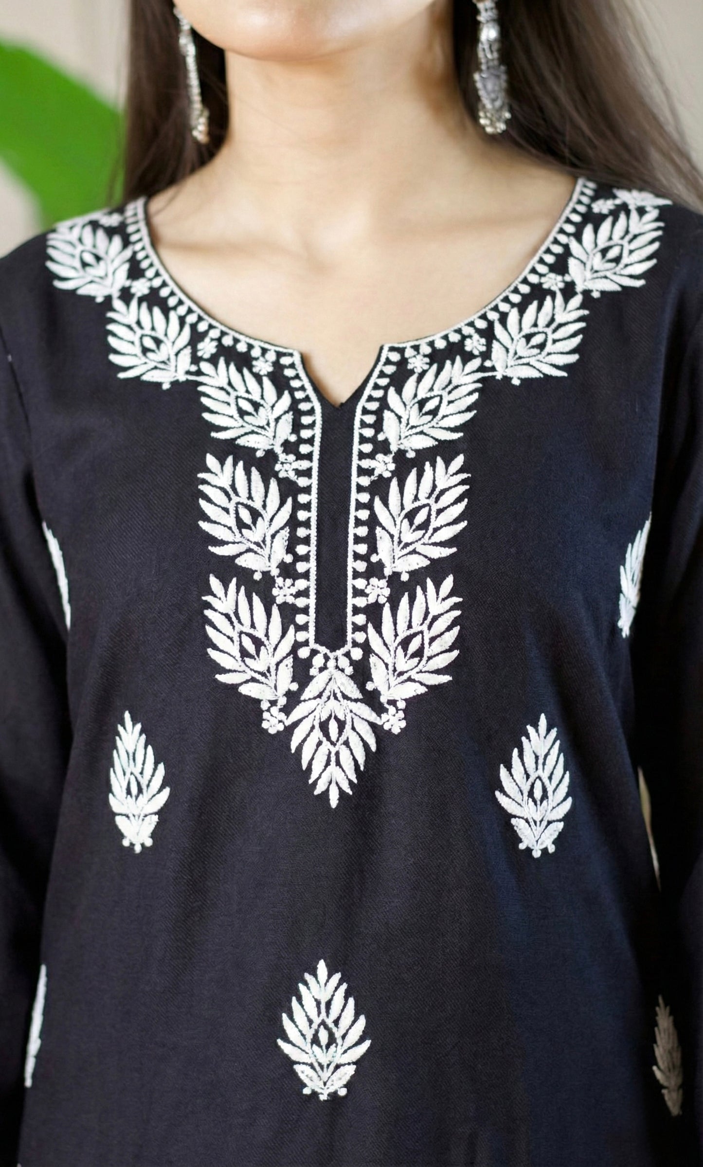 Black Chikankari Short Kurti
