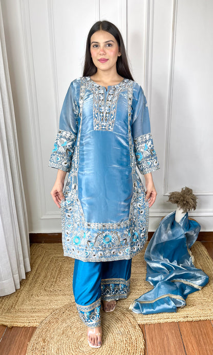 Blue Hues Jimmy Choo Silk Sharara Set