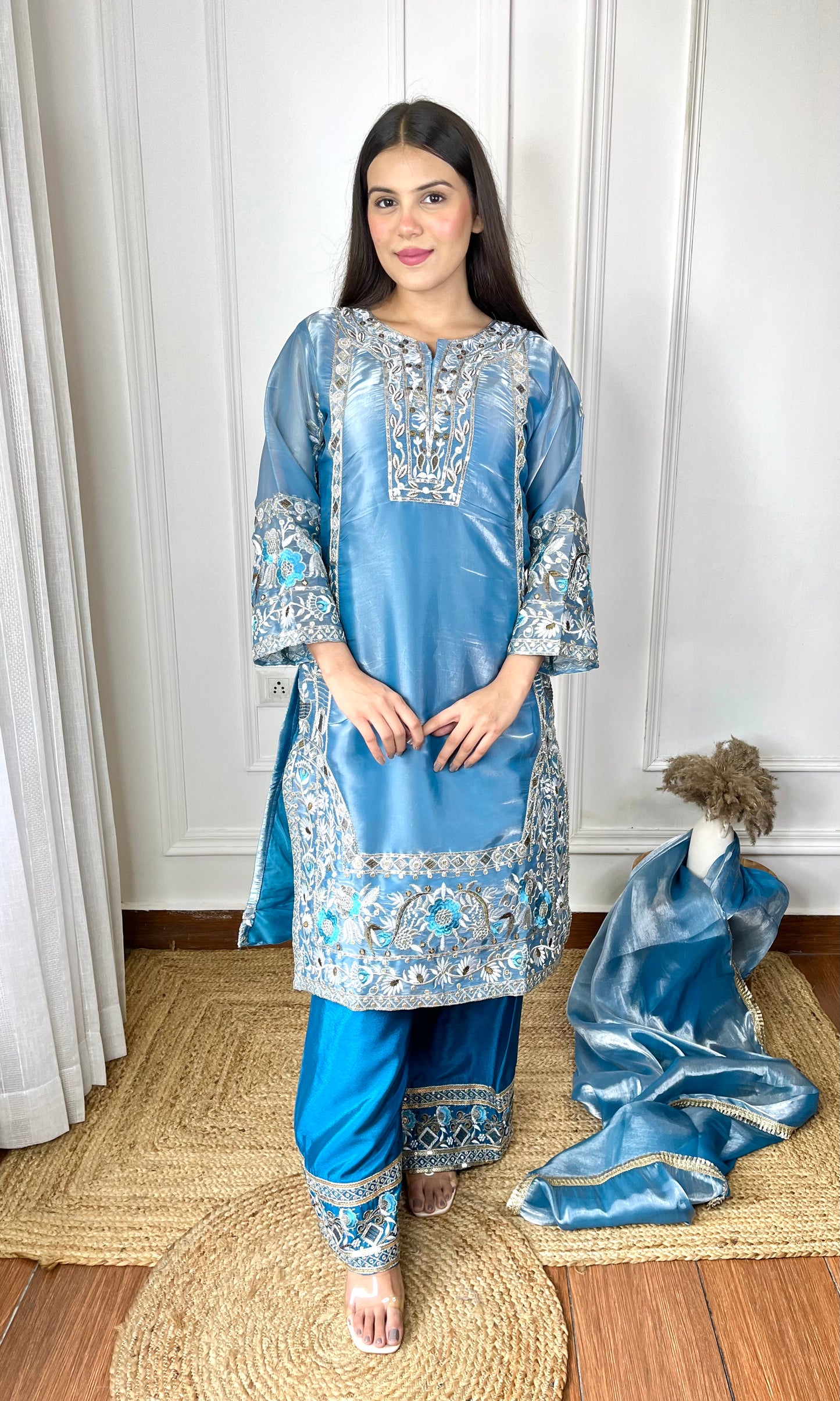 Blue Hues Jimmy Choo Silk Sharara Set