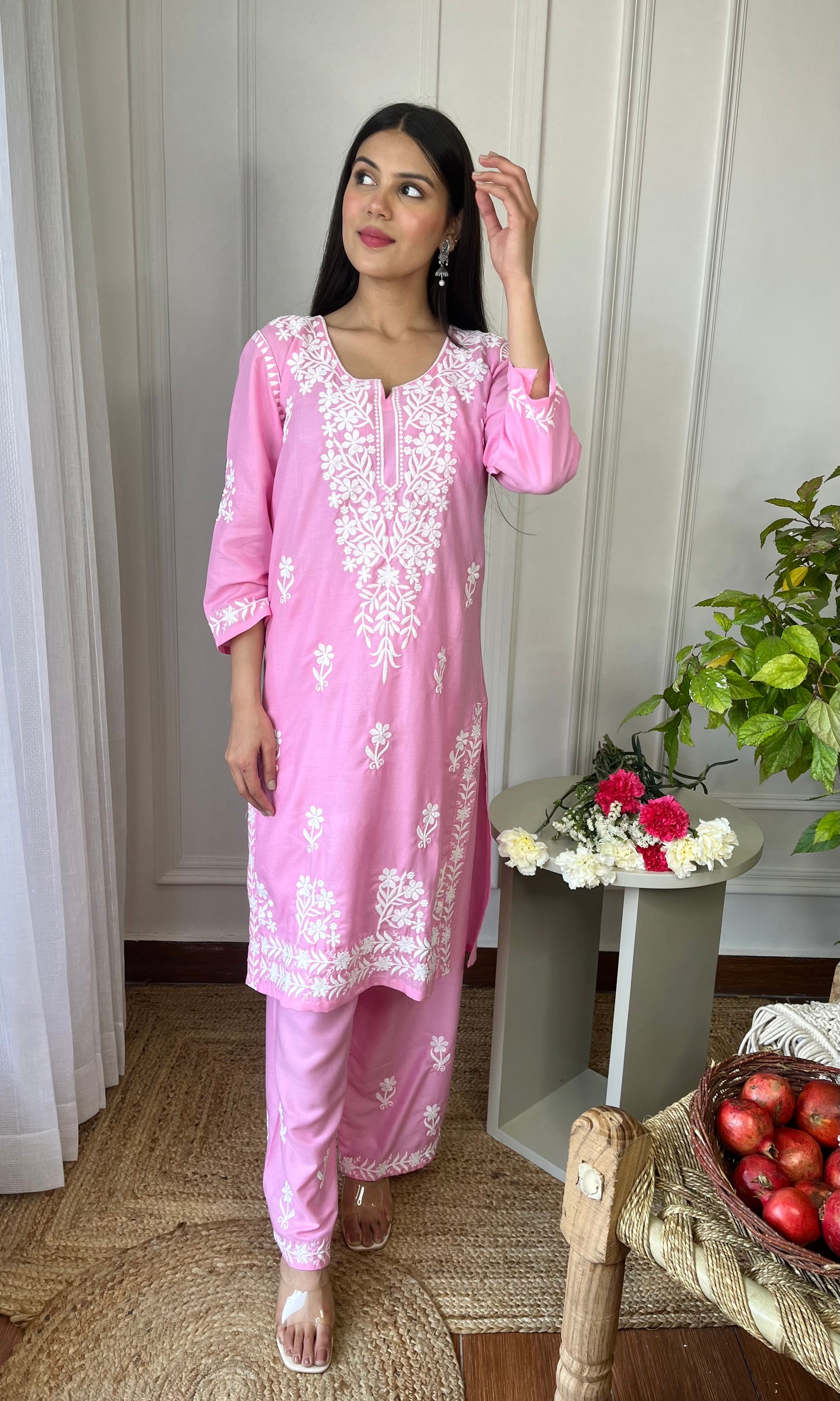 Light Pink Chikankari Kurta Set