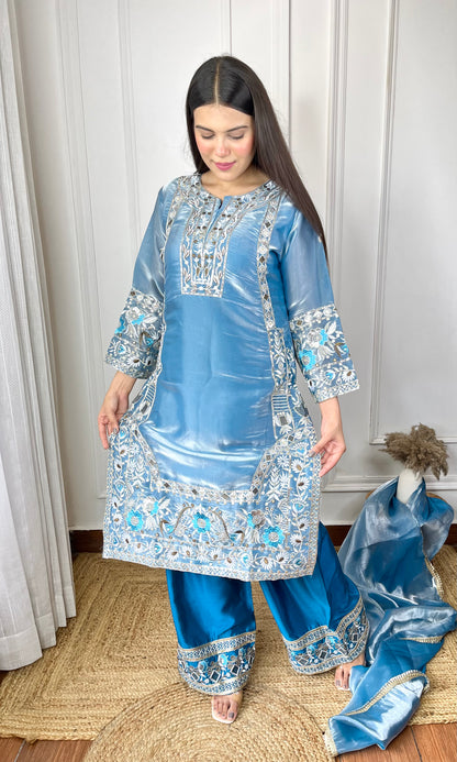 Blue Hues Jimmy Choo Silk Sharara Set