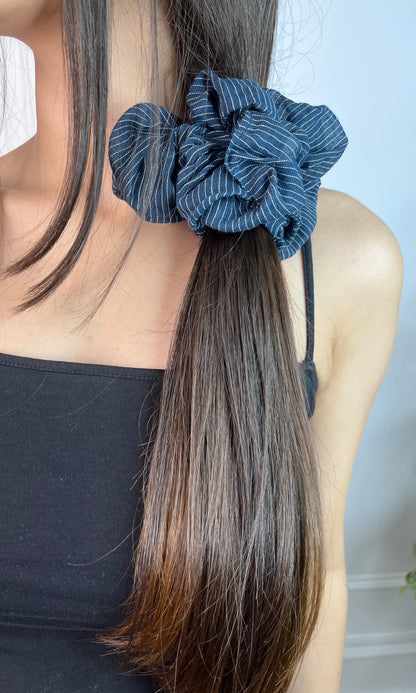 Navy Print Scrunchie