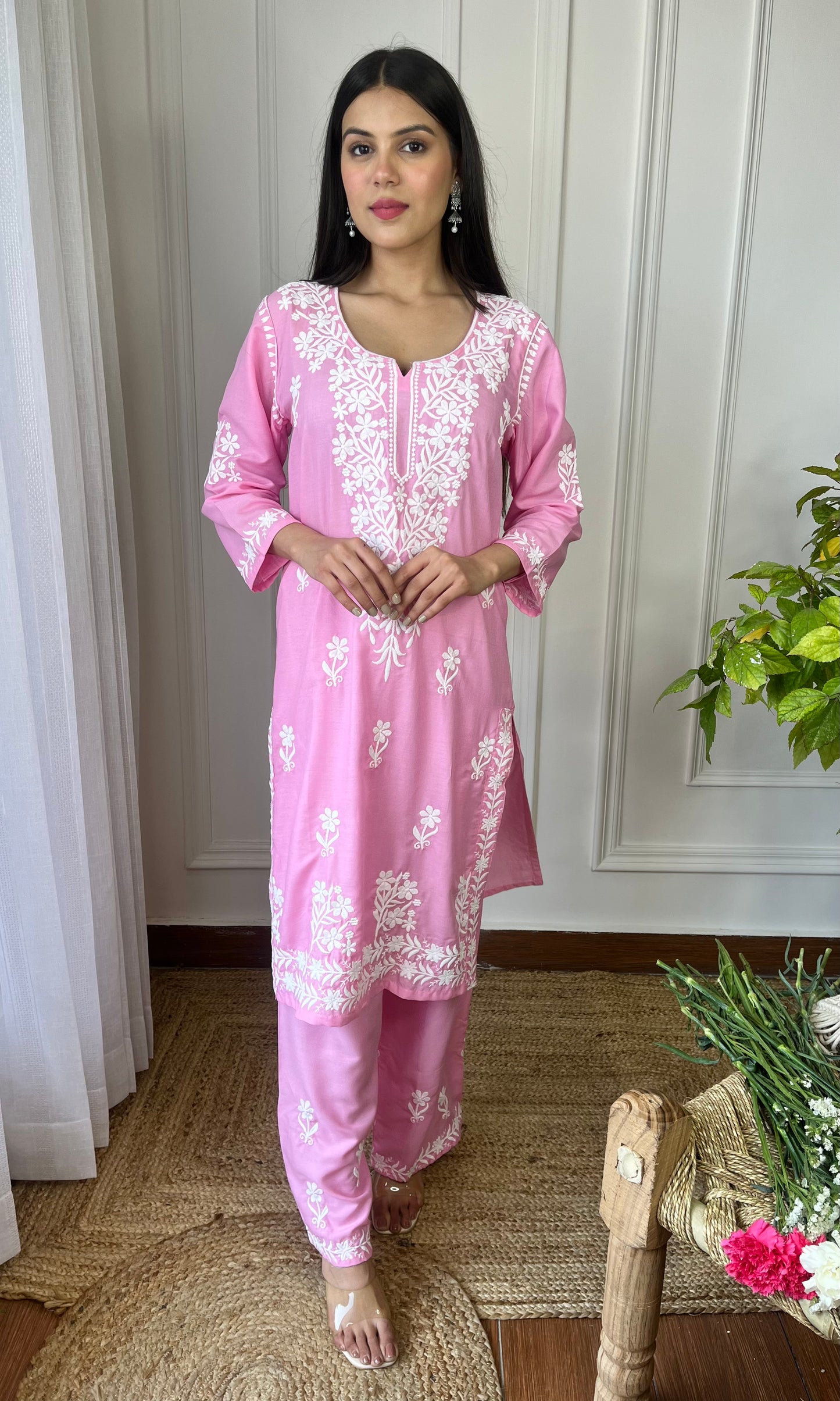 Light Pink Chikankari Kurta Set