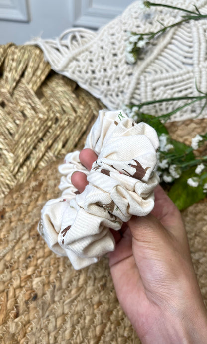 Cream Dainty Print Scrunchie