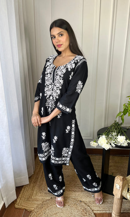 Black Chikankari Kurta Set