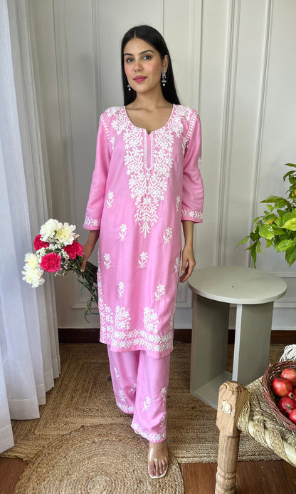 Light Pink Chikankari Kurta Set