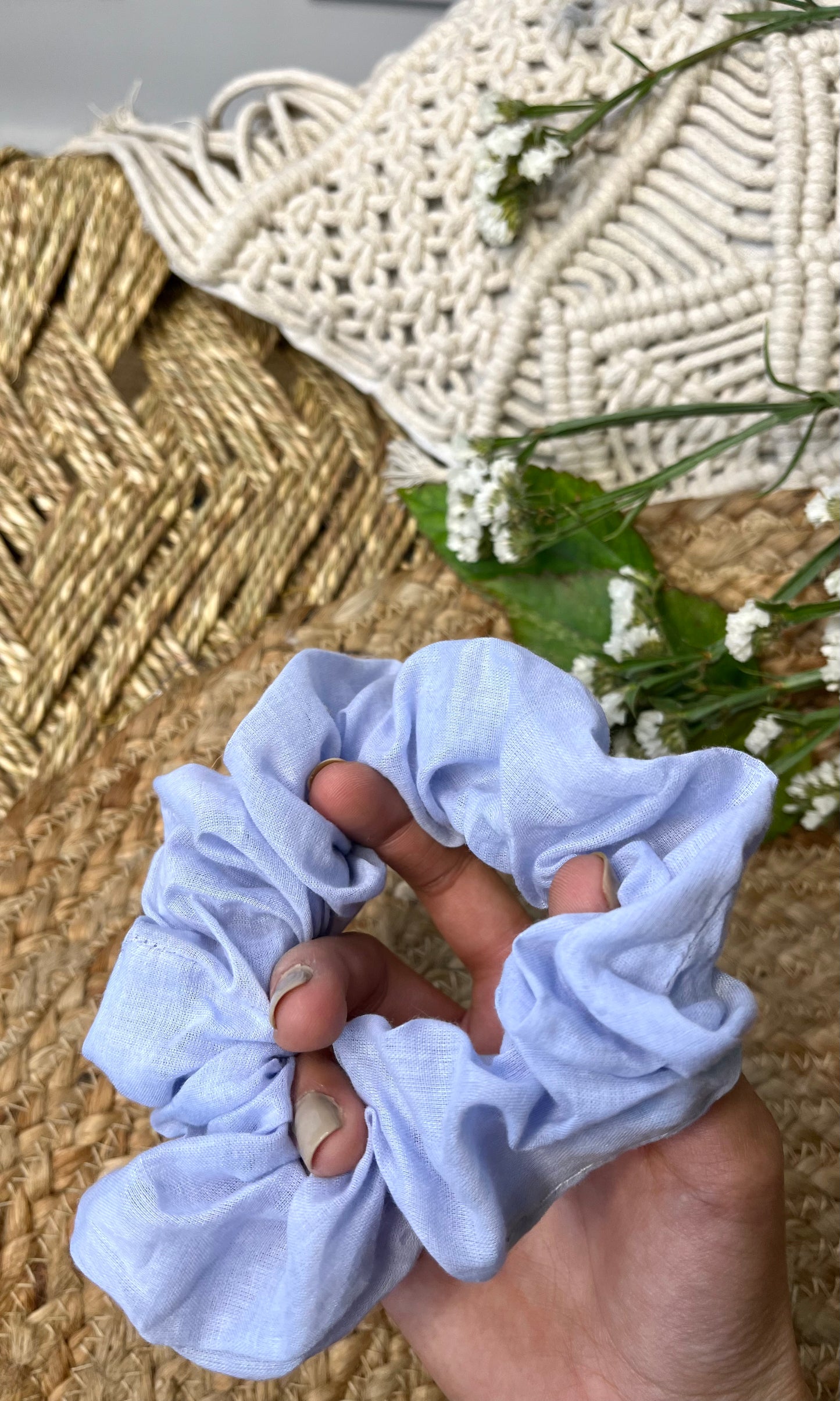 Light Blue Cotton Scrunchie