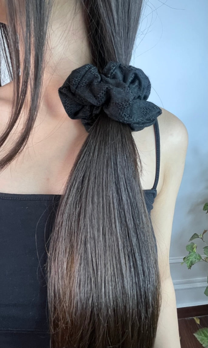 Black Chikan Scrunchie