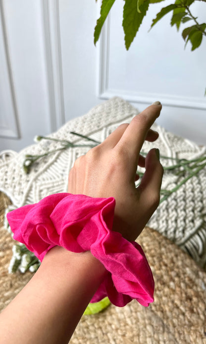 Pink Cotton Scrunchie