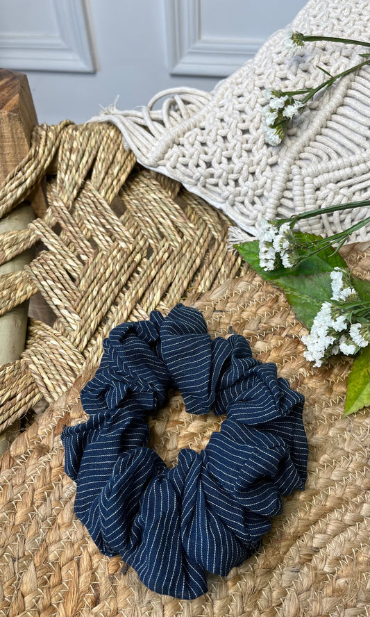 Navy Print Scrunchie