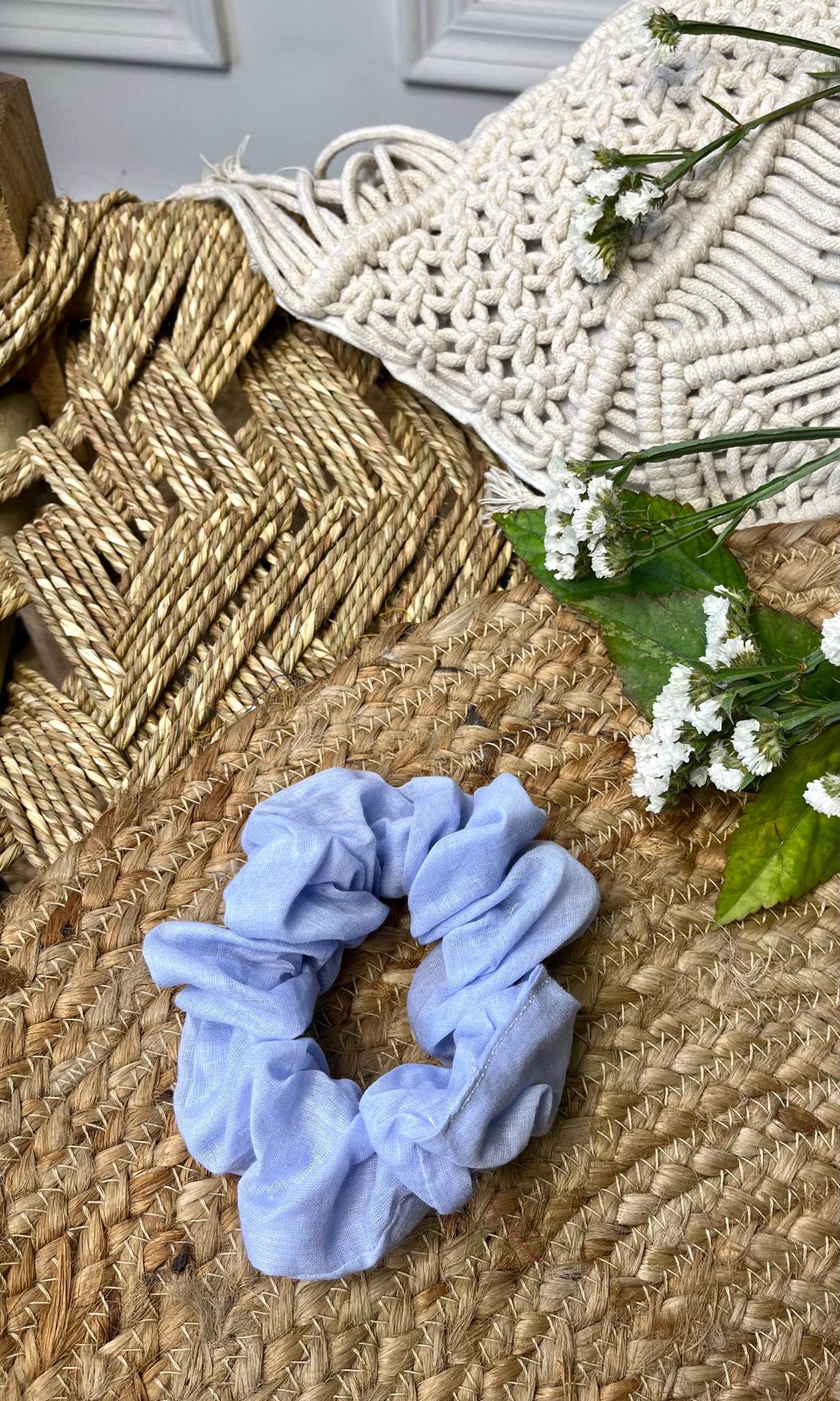 Light Blue Cotton Scrunchie