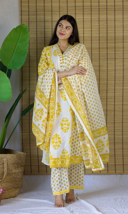 Yellow Bloom Kurta Set