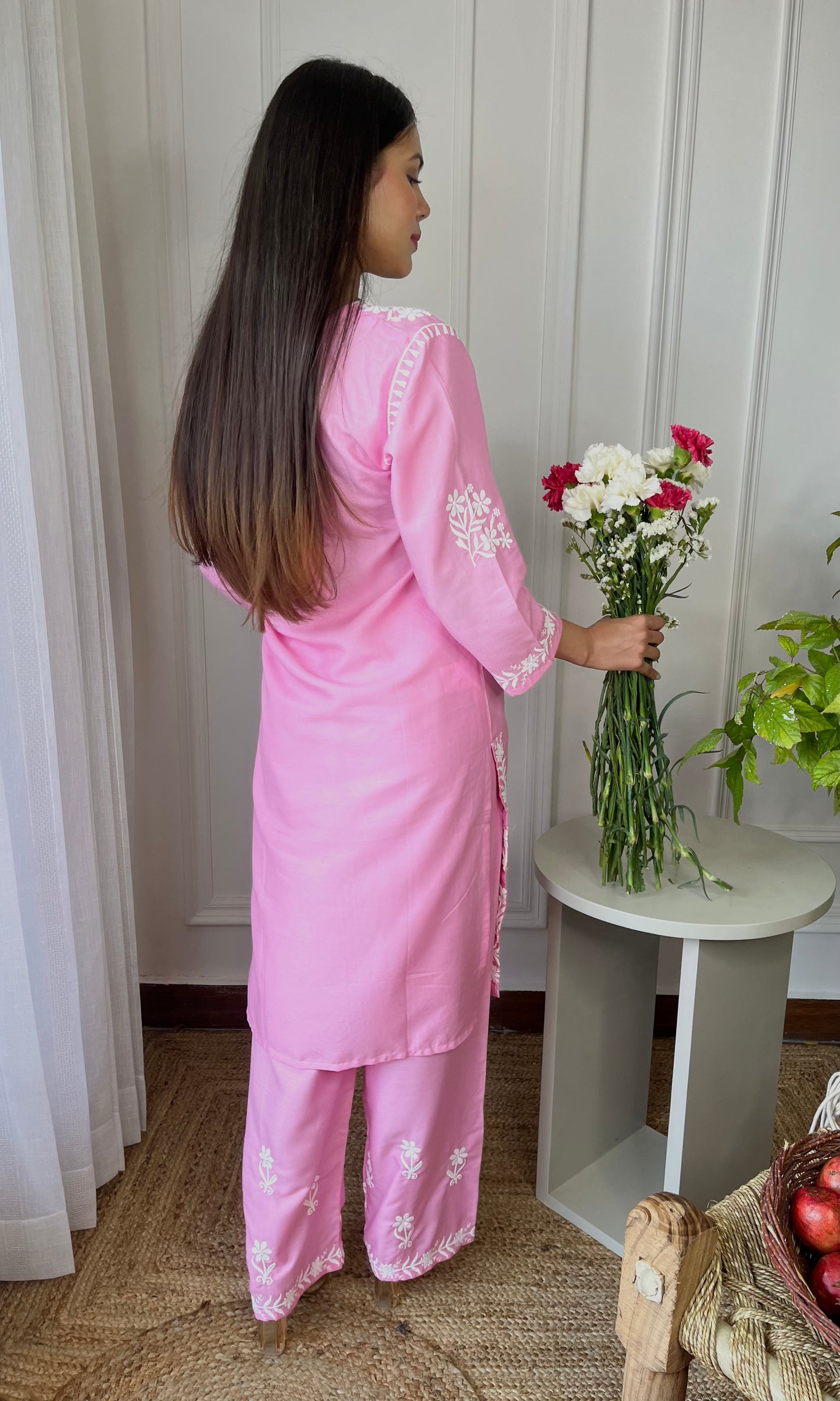 Light Pink Chikankari Kurta Set