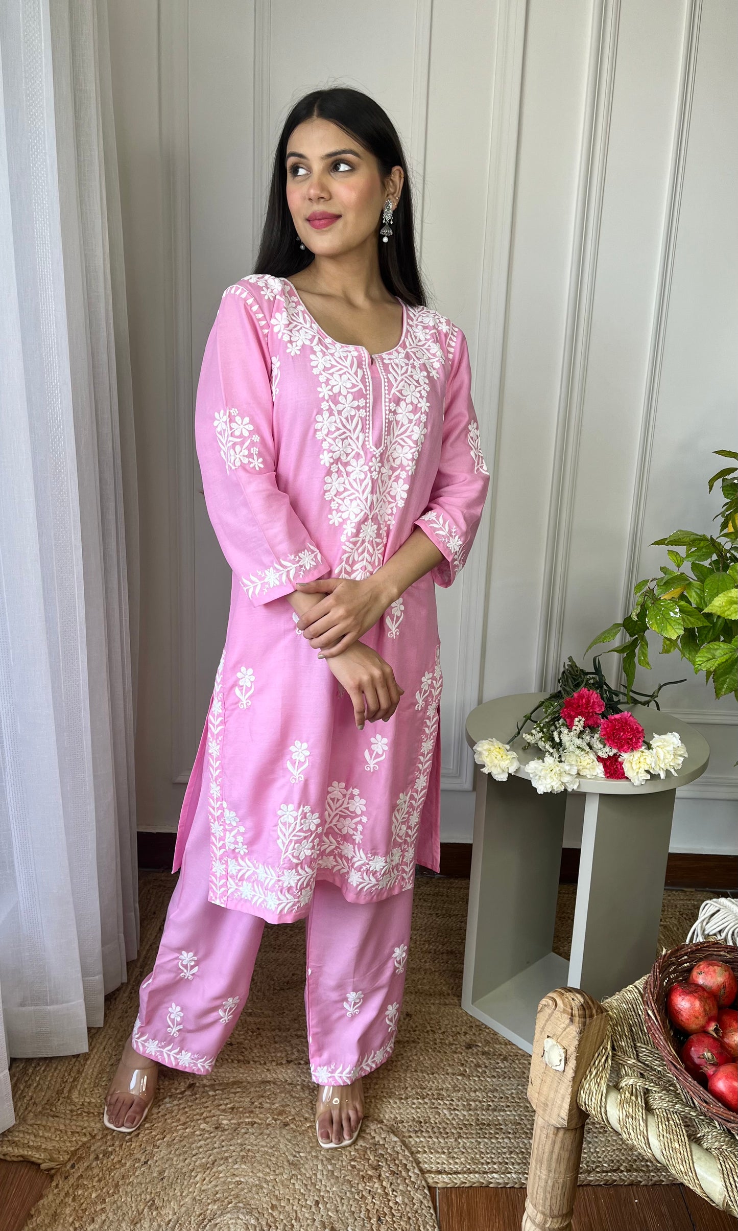 Light Pink Chikankari Kurta Set