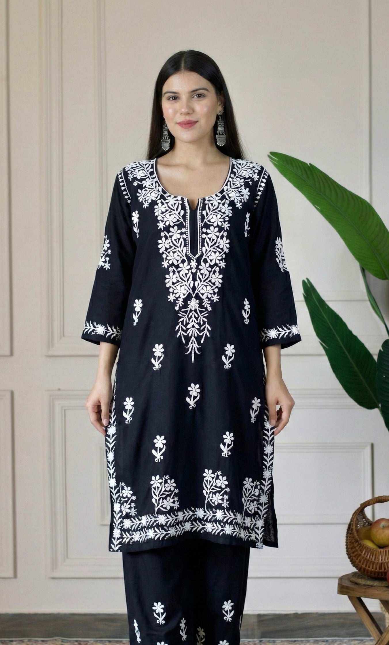 Black Chikankari Kurta Set