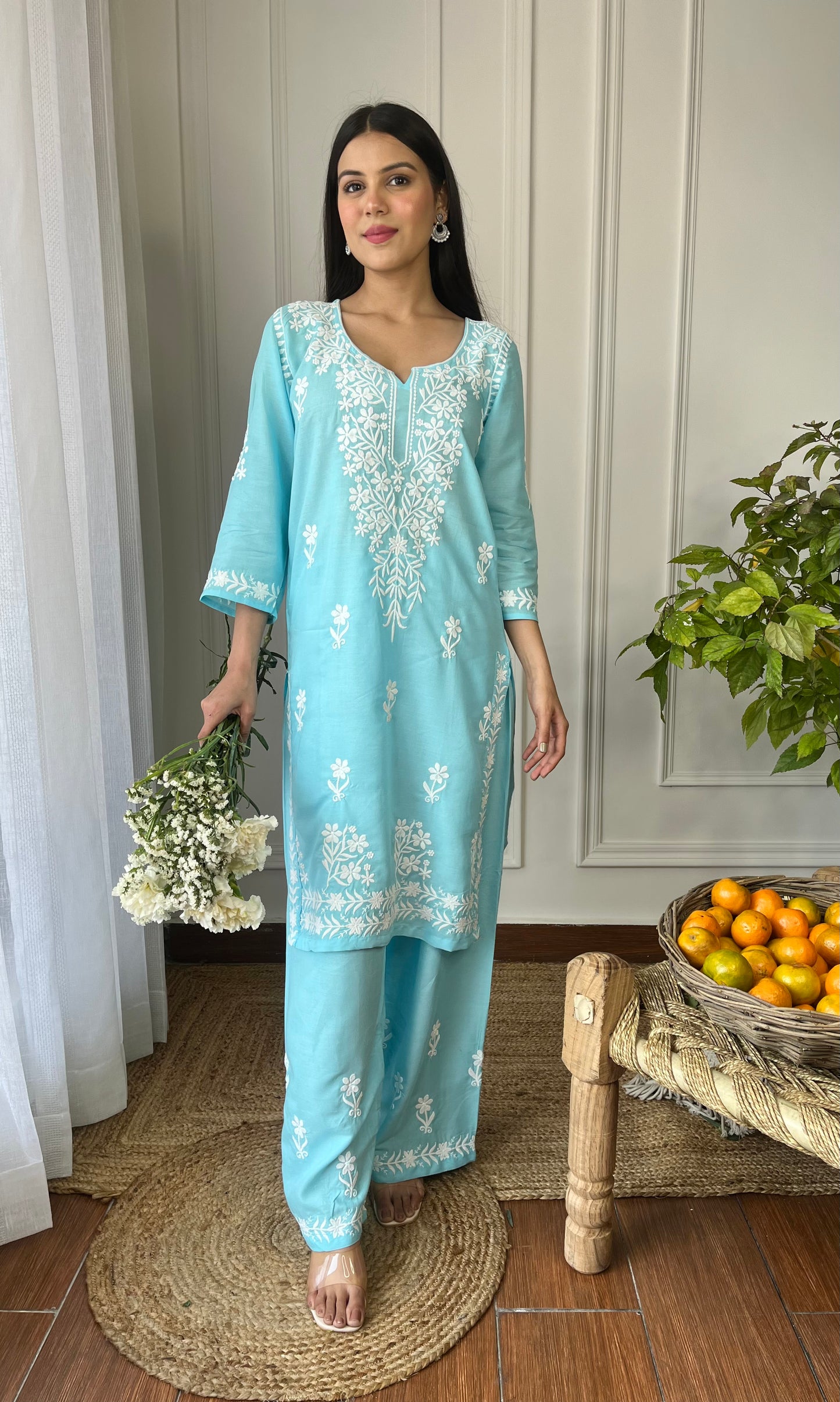 Light Blue Chikankari Kurta Set