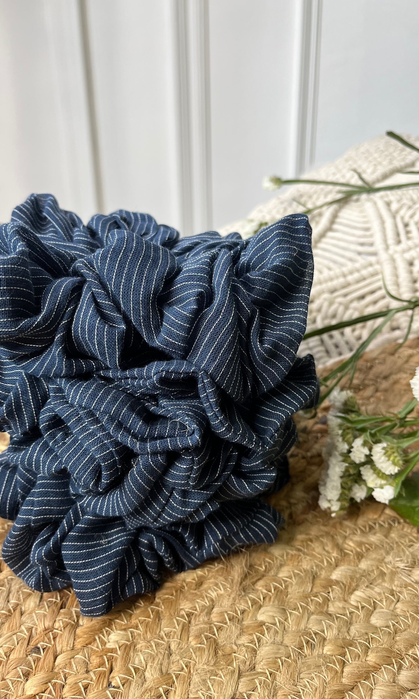 Navy Print Scrunchie