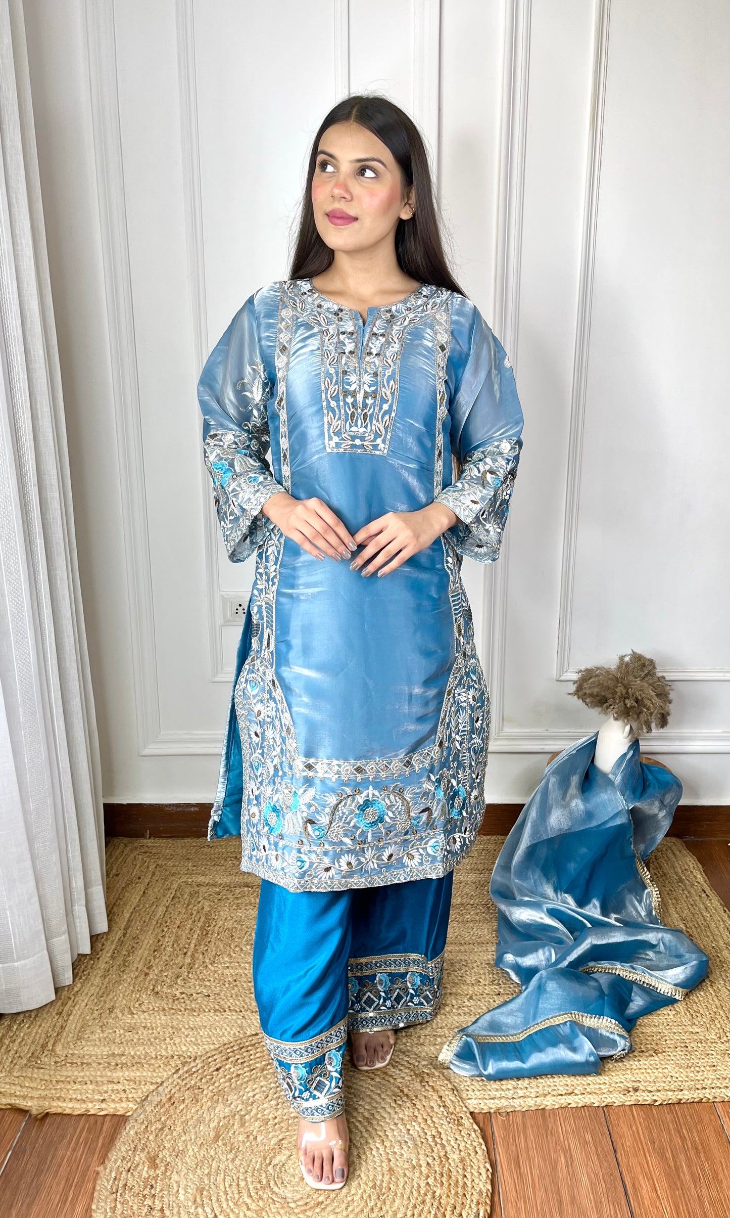 Blue Hues Jimmy Choo Silk Sharara Set