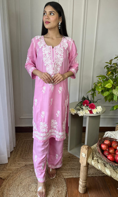 Light Pink Chikankari Kurta Set