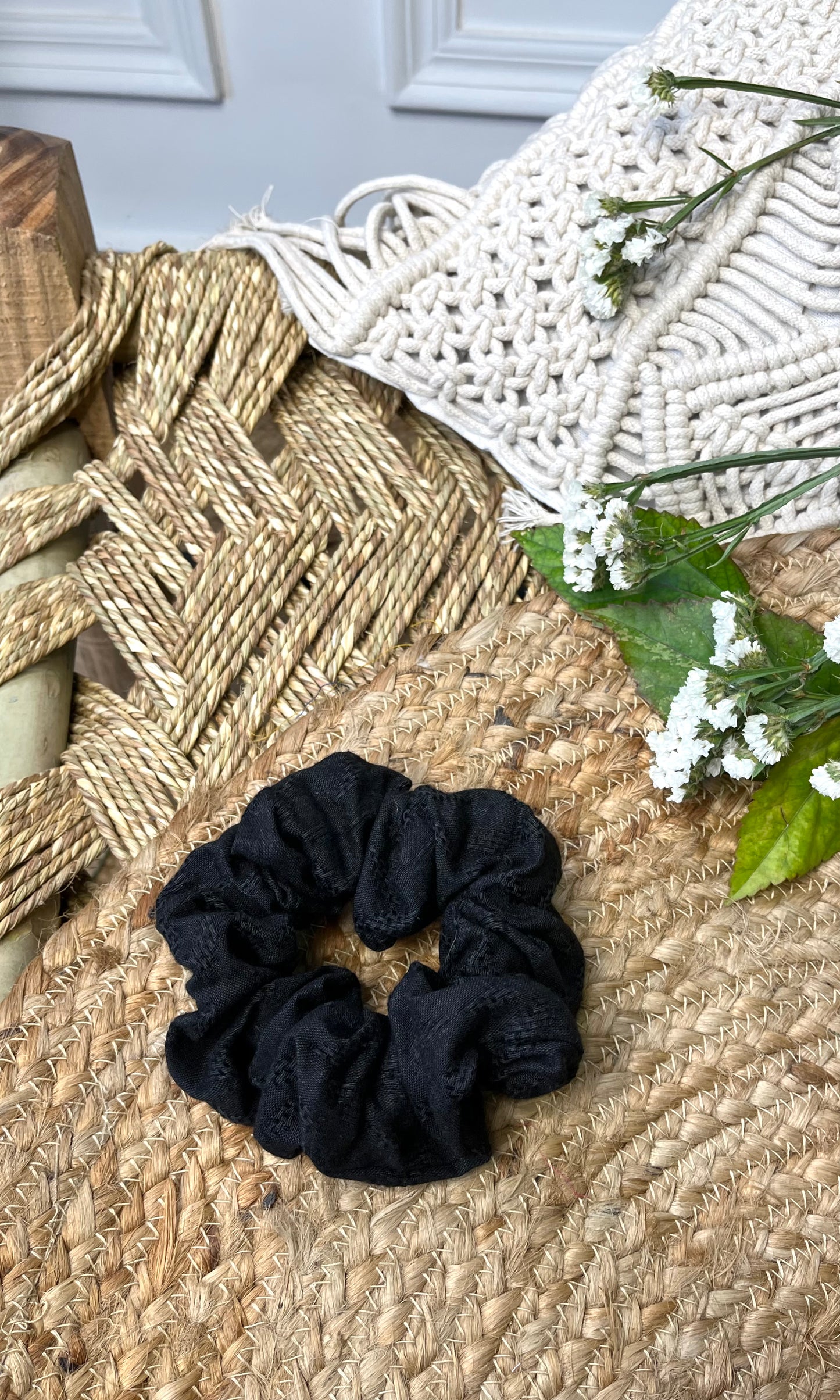 Black Chikan Scrunchie