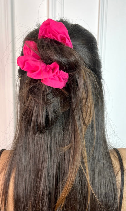 Pink Cotton Scrunchie