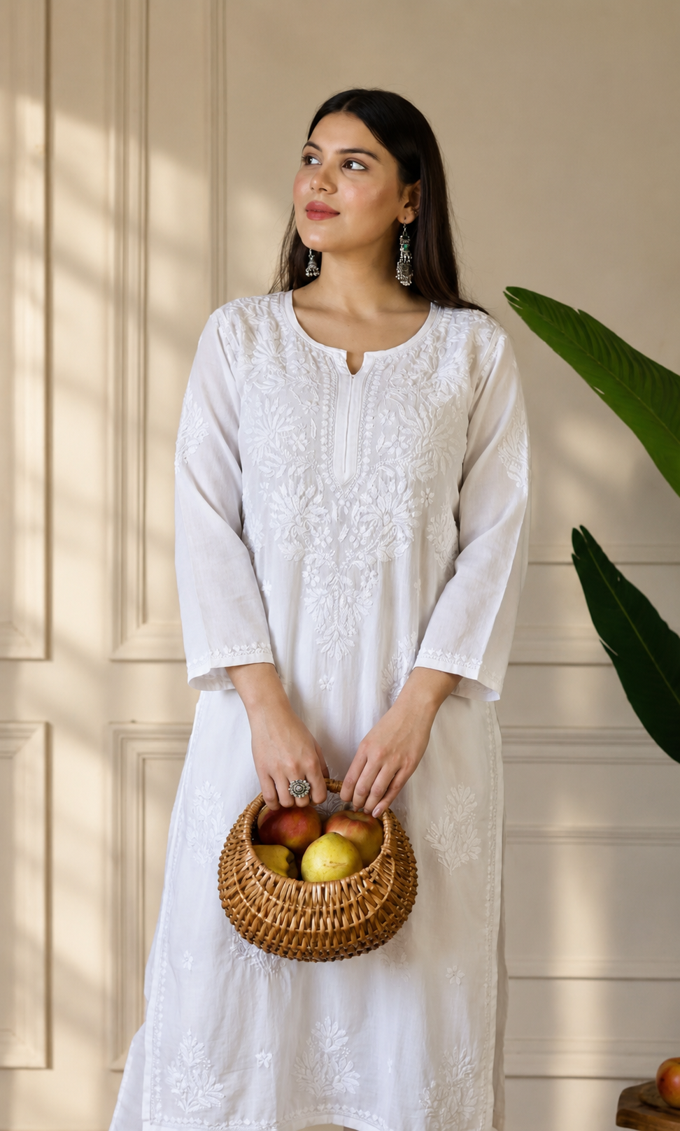 White Handcrafted Chikankari Kurta Set