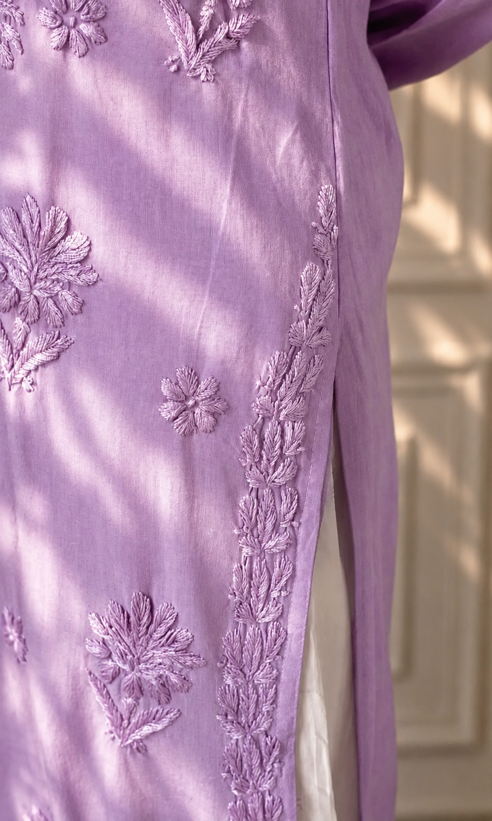 Lavender Handcrafted Chikankari Kurta Set