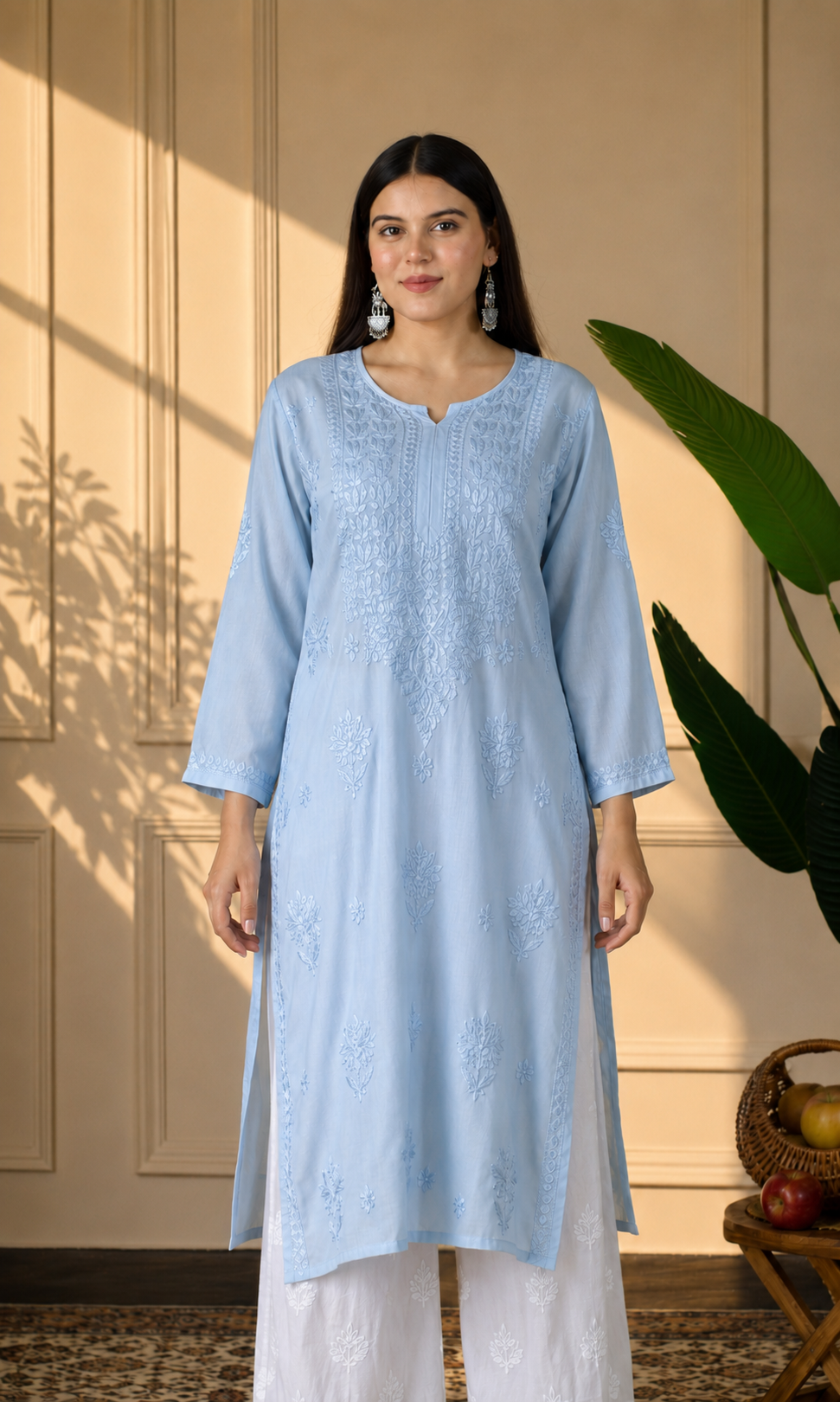 Blue Handcrafted Chikankari Kurta Set