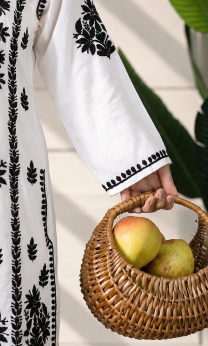 Black & White Handcrafted Chikankari Kurta Set