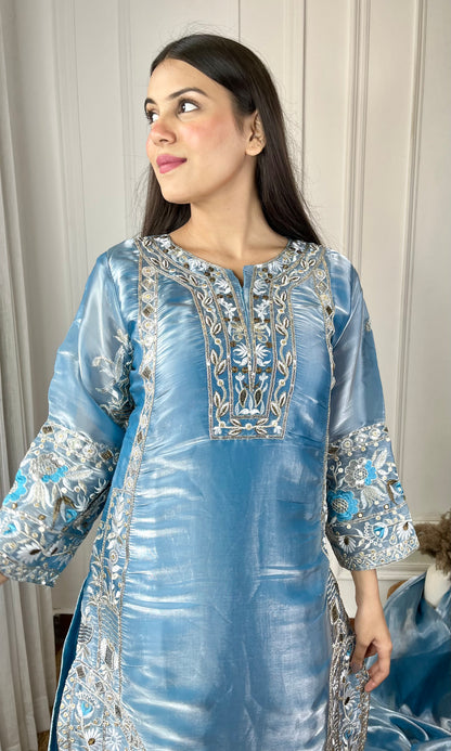 Blue Hues Jimmy Choo Silk Sharara Set