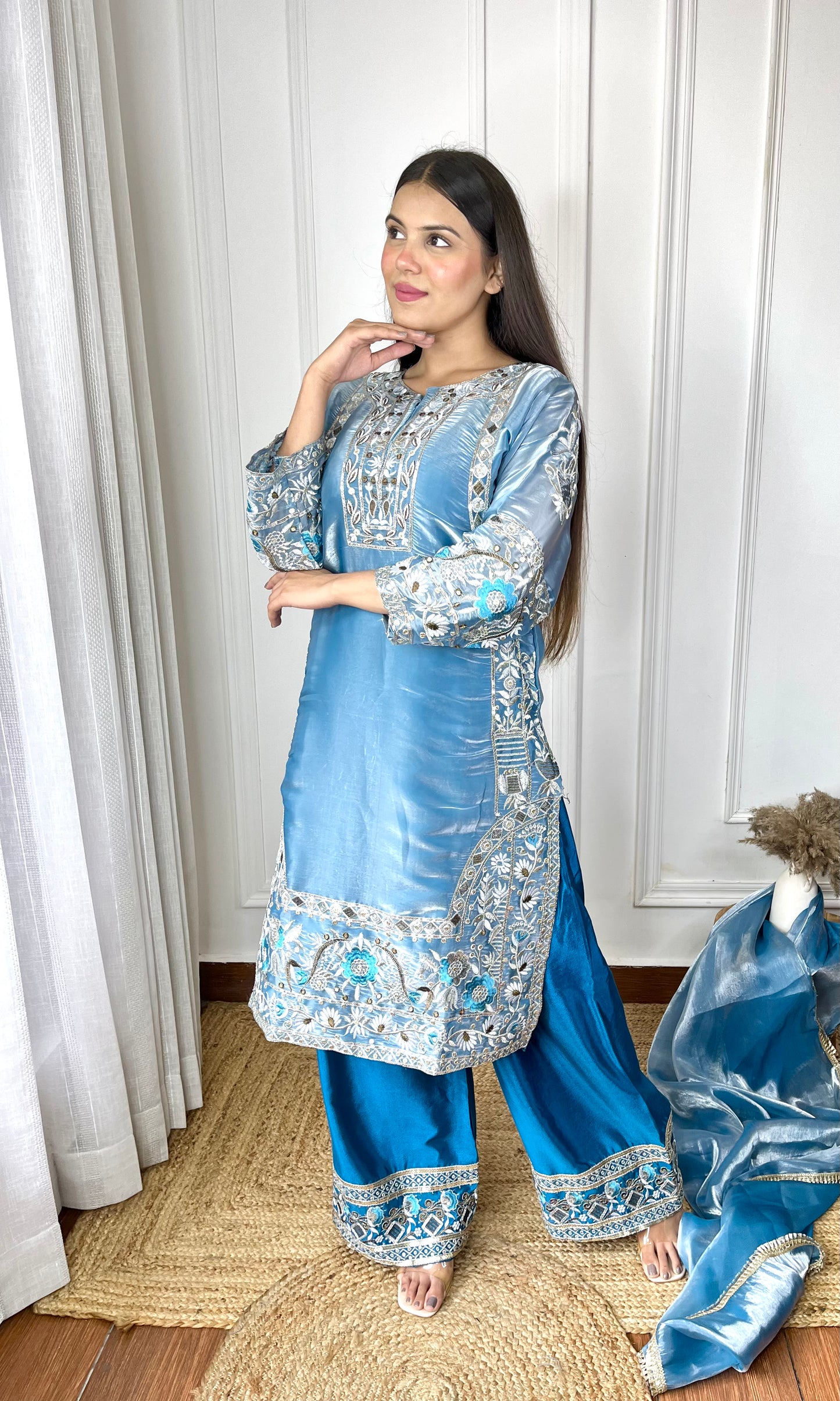 Blue Hues Jimmy Choo Silk Sharara Set