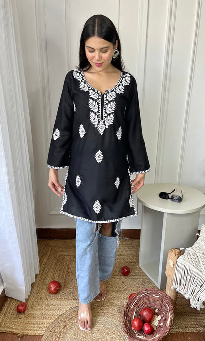 Black Chikankari Short Kurta 