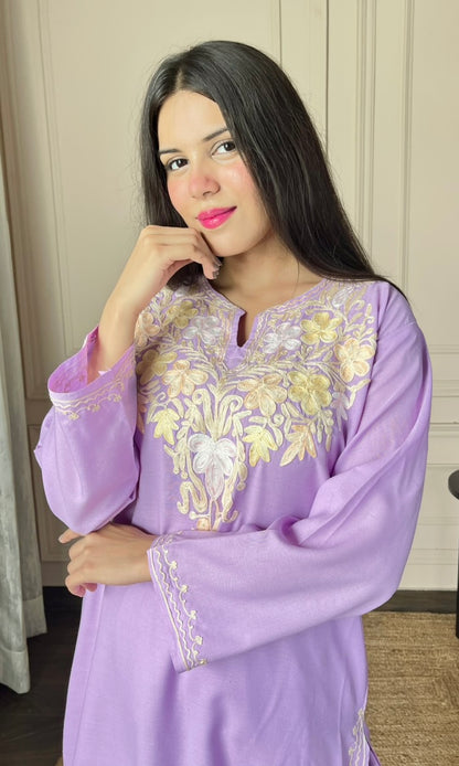 Lilac Aari Embroidered Cotton Co-ord Set