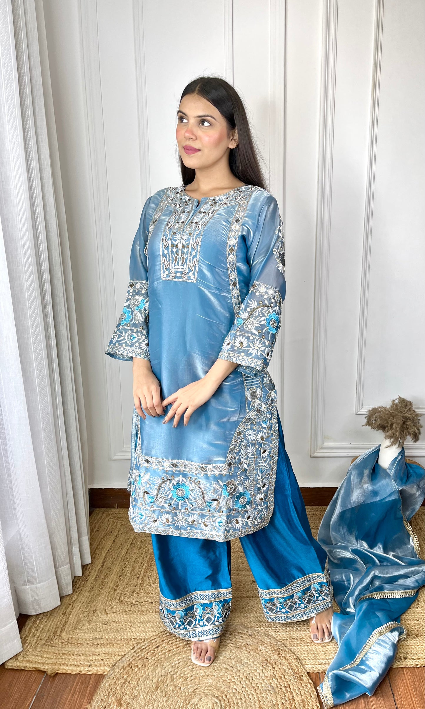 Blue Hues Jimmy Choo Silk Sharara Set