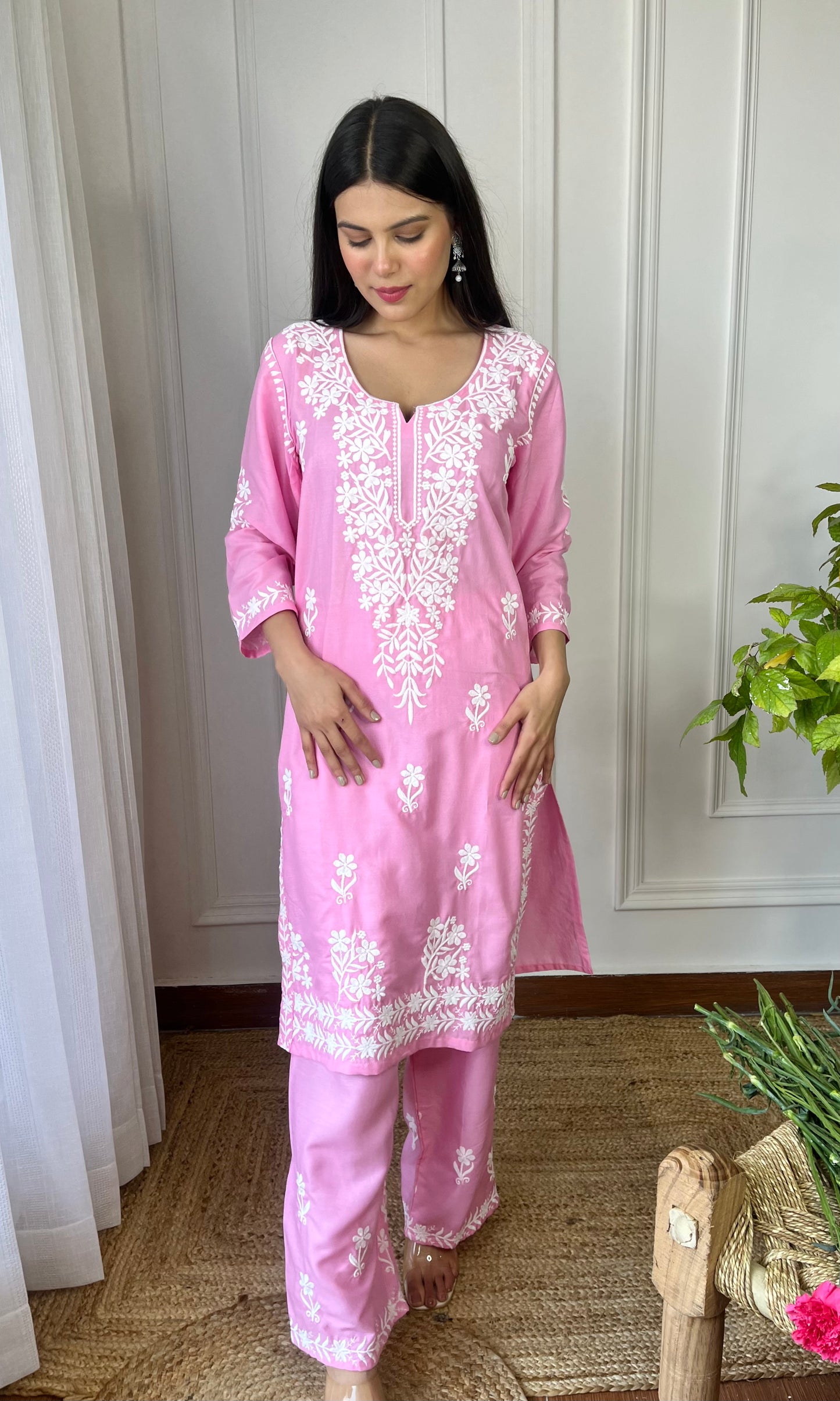 Light Pink Chikankari Kurta Set