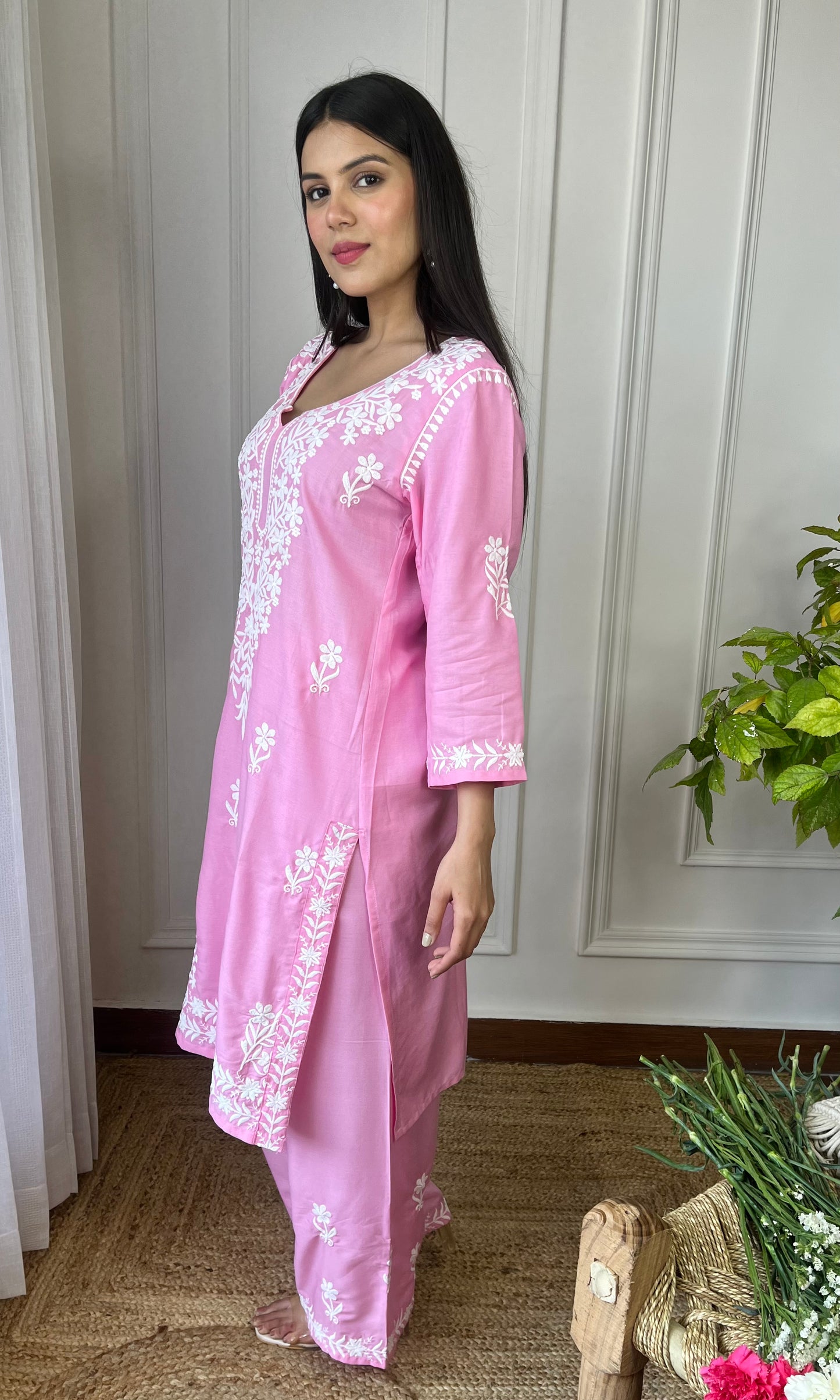 Light Pink Chikankari Kurta Set