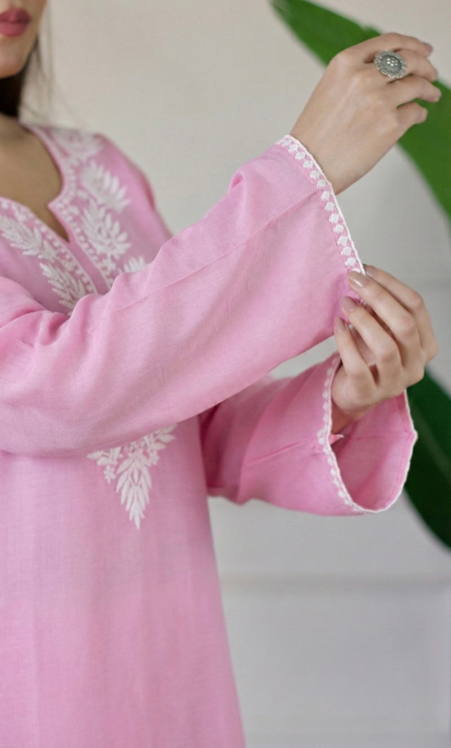 Light Pink Chikankari Short Kurti
