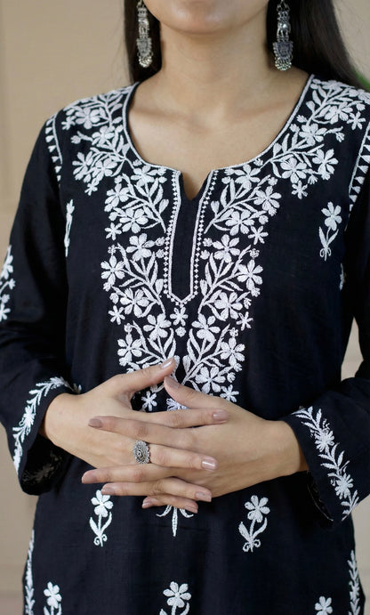 Black Chikankari Kurta Set
