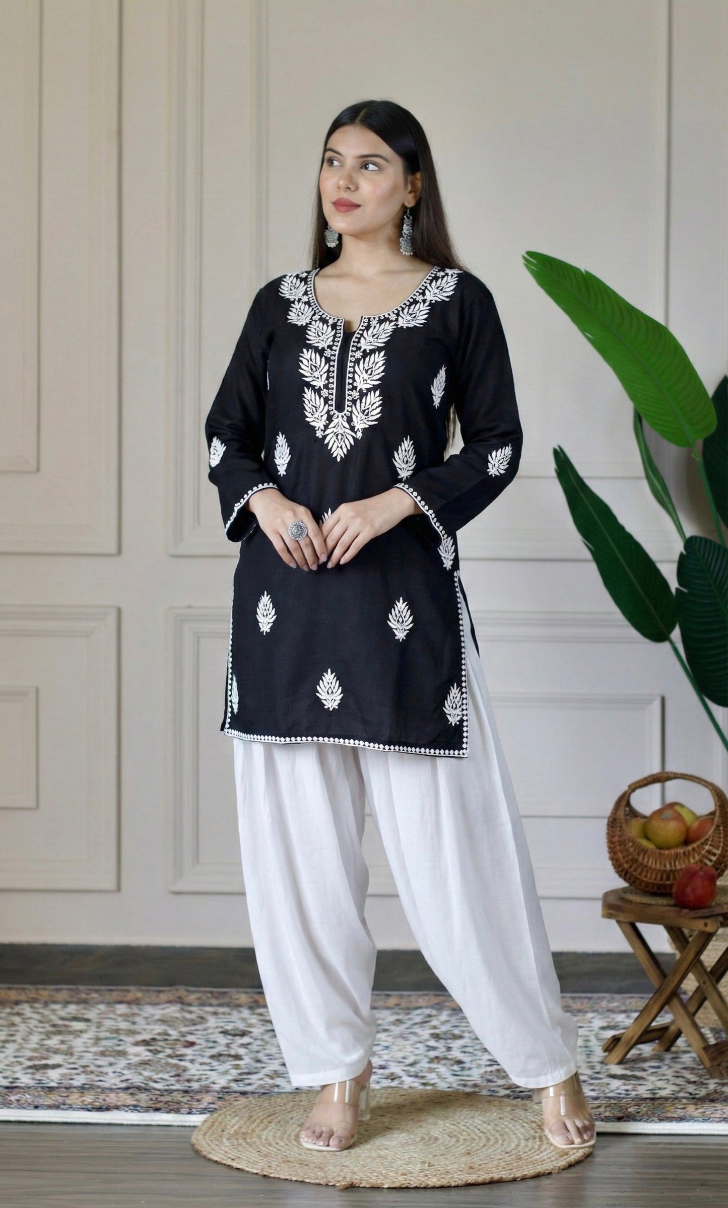 Black Chikankari Short Kurti