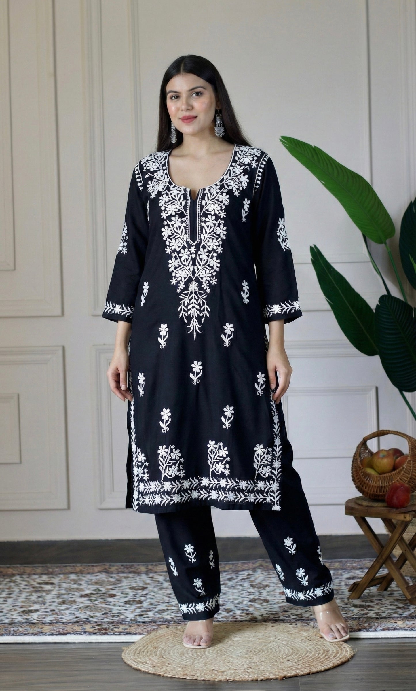 Black Chikankari Kurta Set