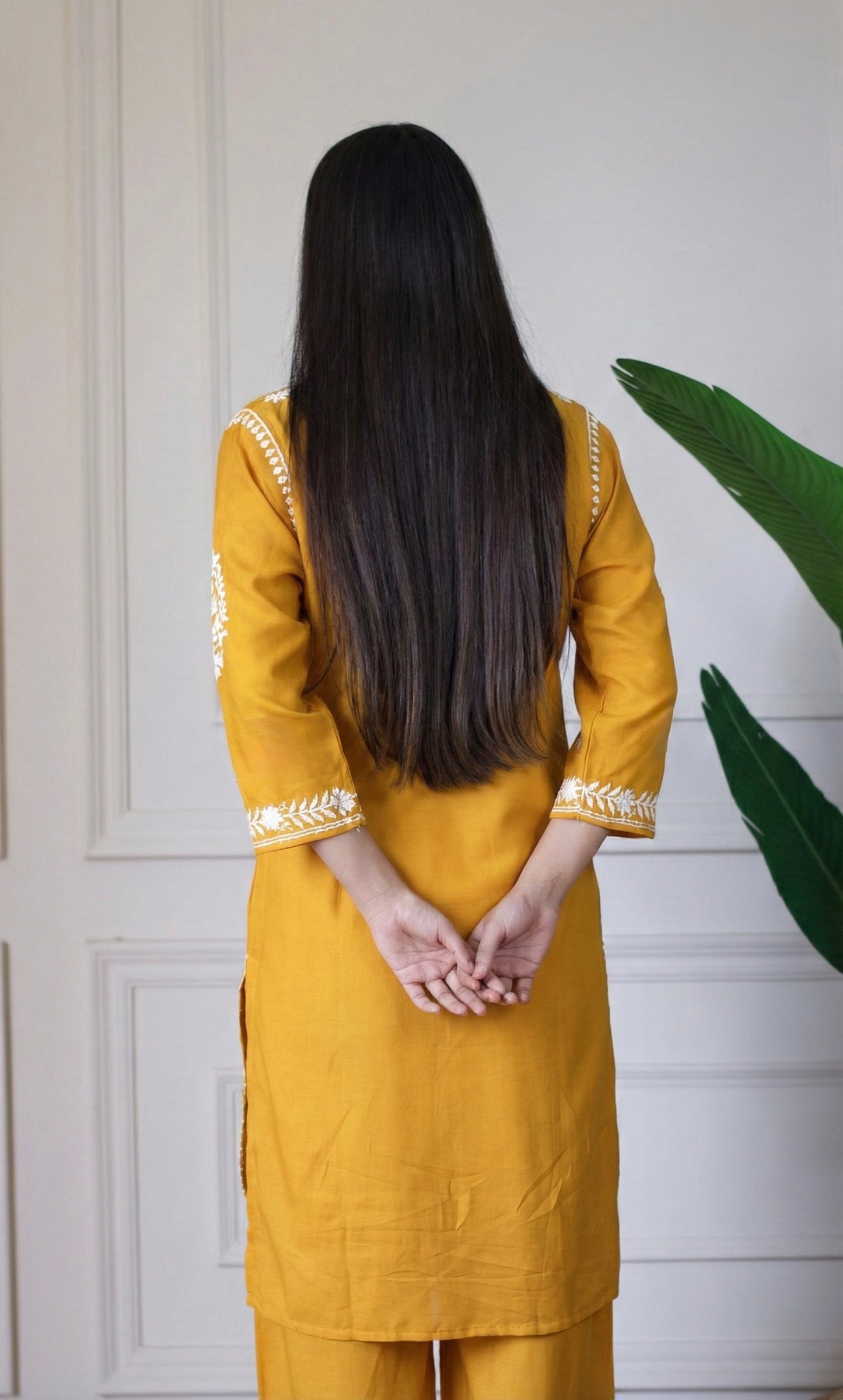 Mustard Chikankari Kurta Set