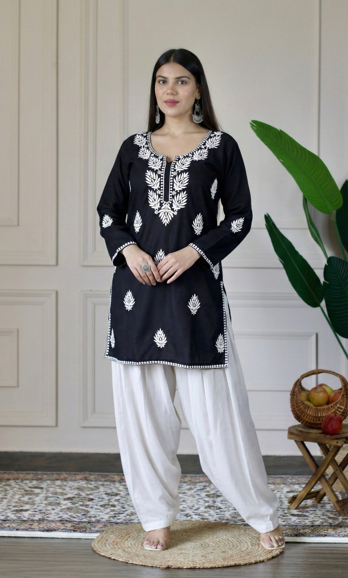 Black Chikankari Short Kurti